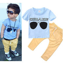 Комплект из 2 предметов, футболка с короткими рукавами и штаны для маленьких мальчиков, летняя одежда 2024 - купить недорого