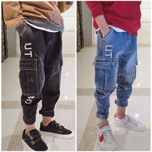 Boys jeans spring and autumn new big pocket letters children's pants 2024 - buy cheap