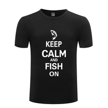 Camiseta de manga corta con cuello redondo para hombre, camisa informal de algodón para mantener la calma y peces en la caza, pesca, Camping, novedad de 2018 2024 - compra barato