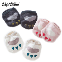 Calcetines de lana para bebé recién nacido, zapatos bonitos para niño y niña, Calcetines antideslizantes con patrón de pata de oso corto 2024 - compra barato