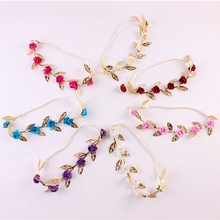 2019 New Infant Baby Girl Headbands Rose Flowers Crown Elastic Gold Leaves Hair Band Princess Headwear Cute Lovely Gifts Fashion 2024 - buy cheap