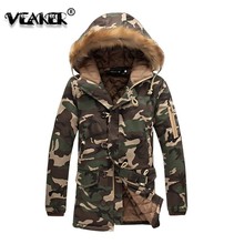Winter Mens Thick Fur Parka Jacket Fleece Cotton-Padded Parka Camouflage Army Green Hooded Coats Horns buckle Jackets Plus 5XL 2024 - buy cheap
