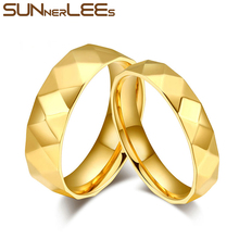 SUNNERLEES, модные ювелирные изделия, титановая искусственная кожа, золотой цвет, кольцо с ромбовидной поверхностью, для мужчин и женщин, для влюбленных 2024 - купить недорого