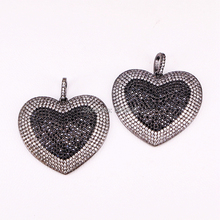 4PCS Heart Pendant Black Color Cubic Zircon Men's Women Hip hop Jewelry Pendant 2024 - buy cheap