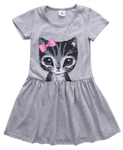 Детское летнее платье-пачка с мультяшным котом 2024 - купить недорого