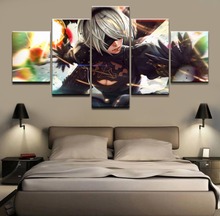 Cuadro de NieR Automata YoRHa para sala de estar moderna, cuadro decorativo de arte para pared, cartel de ilustraciones, 5 piezas 2024 - compra barato