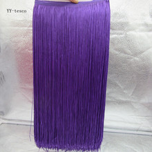 YY-tesco 10 Meters 100cm Wide purple Fringe Trim Lace Tassel Fringe Trimming Lace For DIY Latin Dress Stage Clothes Accessories 2024 - buy cheap
