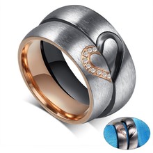 Unique Keepsake of Love-promise Heart Couple Wedding Rings for Women Men with Bling CZ Stone Jewelry 2024 - buy cheap