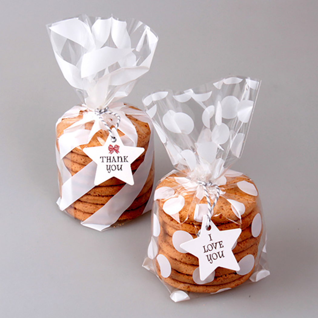 100 piezas de papel esmerilado de lunares para hornear bolsas de alimentos Bolsa de dulces autoadhesiva 10 x 10 cm