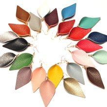 Fashion Women Drop-shaped Earrings Simple Leather Earring Alloy Eardrop Studs 2024 - buy cheap