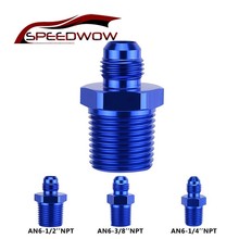 Speedwow-adaptador macho de liga de alumínio, azul, rosca reta an6 para 1/2 ", 3/8", 1/4 ", npt, adaptador de mangueira, acessório de óleo de combustível, peça de carro 2024 - compre barato