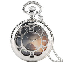 Elegant Silver Color Hollow Flower Pocket Watch Women Necklace Tree Picture Inside Quartz Fob Watches Unisex Clock Gifts 2019 2024 - buy cheap