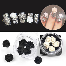 ICYCHEER Charm 5pcs Black & White Nail Art 3D Fimo Rose Flower Nail Art Tips For Acrylic UV Gel Slice DIY Design Tool Manicure 2024 - buy cheap