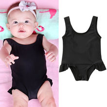 0-3Y Newborn Toddler Kids Baby Boy Girl Sleeveless Solid Color Ruffles Swimwear Beachwear Bathing Suit Swimming Clothes 2024 - buy cheap