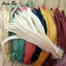 Asia Ra Feather 500pieces/lot 25-30cm(10-12inch) Quality Bleached White Rooster Tail Feather diy wedding carnival cloth decorate 2024 - buy cheap