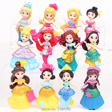 Elsa Anna 12 pcs Pocahontas Mulan Modelo Dolls Figuras de Ação PVC Figuras Sereia Moana Rapunzel Princesa Crianças Brinquedos para Crianças 2024 - compre barato