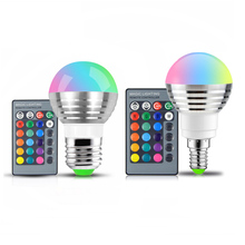 Светодиодный светильник E27, E14, RGB, 110 В, 220 В, 85-265 в, 16 цветов, волшебный светодиодный ночник, сценический светильник с регулируемой яркостью, 24-клавишный пульт дистанционного управления для праздника 2024 - купить недорого