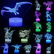 Luz de noche LED 3D de dinosaurios con Control remoto para niños, luz LED nocturna de mesa con lámpara de escritorio, regalo de Navidad, 7/16 colores, D30 2024 - compra barato