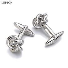 Hot trend Metal Knot Cufflinks Lepton Brand Stainless Steel Jewelry Mens Knots Cuff links Best Christmas Gift Cufflink gemelos 2024 - buy cheap