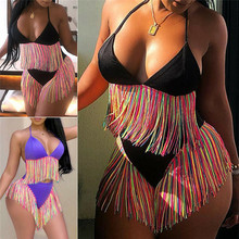 Sexy Women bathing pool Novelty Push-up padded swimsuit Biquinis Patchwork Tassels Summer Femme Fancy high waist beach swimwear 2024 - buy cheap