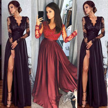 2019 Women Lace Evening Party Ball Prom Gown Formal CLUB Wear Deep V Neck Long Dress 2024 - buy cheap