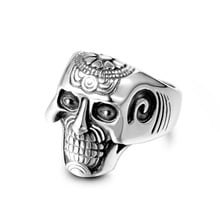 Cool Santa Muerte Death Bobot Skull Ring Unique Mens Stainless Steel Rings Punk Rock Biker Jewelry Gift for Boy Men 2024 - buy cheap