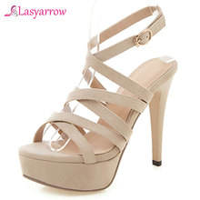 Lasyarrow 2019 Fashion Womens Sandals Bridal Wedding Shoes Pink Black Platform Thin High Heels Gladiator Sandal Summer J801 2024 - buy cheap