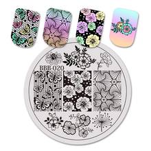 Пластины для стемпинга BeautyBigBang, круглые пластины для стемпинга ногтей, цветочные шаблоны для ногтей, штамп, изображение, штамп для маникюра, пластины для самостоятельного дизайна ногтей 2024 - купить недорого