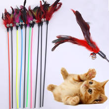 Black Coloured Pole 1PCS Make A Cat Stick Like Birds Cat Toys With Small Bell Feather Random Color Natural Hot Sale 2024 - buy cheap