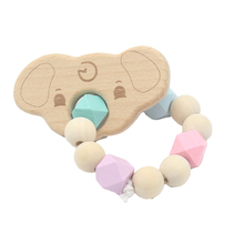 Baby Wood Teething Bracelet Toy Small Animal Shaped Jewelry Teether For Baby Organic Beech Silicone Beads Baby Rattle Stroller 2024 - buy cheap