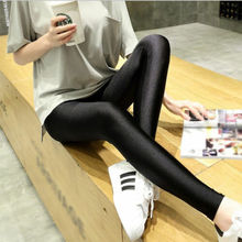 New Fashion Women's Black Solid Leggings Shiny High Waist Stretchy Disco Dance Ladies Pants Plus Size 2024 - buy cheap