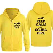 Keep Calm and Scuba Dive - Creative Diving Gift Sweatshirts Men 2018 Mens Zipper Hooded Fleece Hoodies Cardigans 2024 - buy cheap