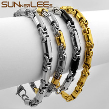 SUNNERLEES Jewelry Stainless Steel Bracelet 6mm Geometric Byzantine Link Chain Silver Color Gold Plated Men Women Gift SC136 B 2024 - buy cheap