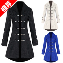 Women Gothic Lapel Jacket Victorian Punk British French jacquard Vintage Edwardian Button Coat Retro Medieval Long Sleeve 2024 - buy cheap