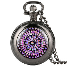 The Rose Window Display Full Hunter Quartz Pocket Watch Antique Necklace Pendant Clock Best Souvenir Gifts for Men Women 2024 - buy cheap