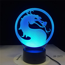 Lâmpada de mesa cabeça vez dragão 3d ilusão usb sensor toque rgbw criança presente das crianças noite fúria luz led desk decoração AW-2873 2024 - compre barato