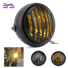 Motocicleta 5.75 "35 w 12 v amarelo frente ferro redondo farol cabeça luz para honda ktm kawasaki yamaha suzuki bicicleta da sujeira 2024 - compre barato