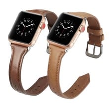 Кожаный ремешок для apple watch Band 44 мм серия SE 6 5 4 3 2 1 для iwatch 38 мм 42 мм браслет умные аксессуары замена запястья 2024 - купить недорого