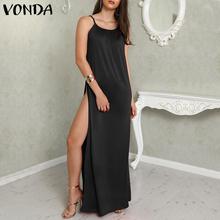 VONDA Plus Size Women Summer Dress 2020 Sexy Sleeveless Strap High Split Long Maxi Party Dresses Female Casual Vestidos Hot Sale 2024 - buy cheap