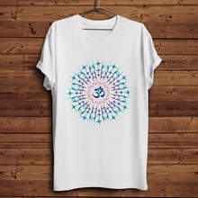 Ohm mandala ou Sri Chakra energia gerador legal do T-shirt dos homens de verão 2019 nova manga curta branco camiseta Buda 2024 - compre barato