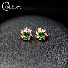 Dazzling 925 silver diopside stud earrings 2 pieces natural chrome diopside silver earrings romantic birthday for girlfirend 2024 - buy cheap
