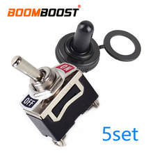 Conjunto 5 Rocker Toggle Switch SPST Heavy Duty Borracha de Inicialização À Prova D' Água Para O Carro Trator Barco Iate 2Pin 15A Terminais de Parafuso 250 v ON/OFF 2024 - compre barato