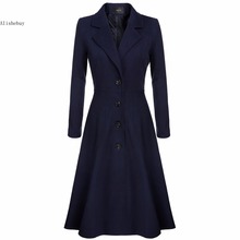 Тонкое дизайнерское зимнее пальто, женское теплое однобортное шерстяное пальто, длинное кашемировое пальто для офисных леди размера плюс, винтажная элегантная верхняя одежда 2024 - купить недорого