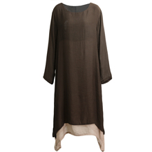 Romacci-Vestido largo Retro de talla grande para mujer, vestido largo holgado informal con contraste de doble capa, 4xl, 5xl 2024 - compra barato