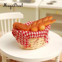 MagiDeal Dollhouse Miniature Food Bread Toast with Basket Dining Room Bakery Pastry Kitchen Decoration Acc Pretend Play Toy 2024 - buy cheap