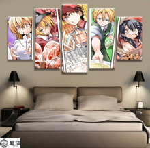 Pintura em tela de personagens sapkugeki no soma, 5 painéis de anime impresso para sala de estar arte da parede imagem decorativa cartaz de arte 2024 - compre barato