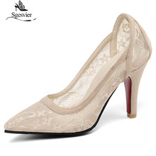 Sgesvit-zapatos de tacón fino para mujer, calzado Sexy de tacón superalto, con encaje, para primavera, G231, 2019 2024 - compra barato