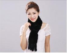 natural rex rabbit fur scarf women floral genuine fur collar with fur luxury female cute knitted warm scarves pure 13 colors S87 2024 - buy cheap