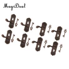 8 Pieces 1/12 Scale Dollhouse Miniature Vintage Door Locks Keys Right Left Handles DIY Scene Accessories 2024 - buy cheap