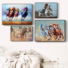 Pintura en lienzo clásica de carreras de caballos, carteles e impresiones para sala de estar, arte de pared sin marco, imagen, decoración del hogar en venta 2024 - compra barato